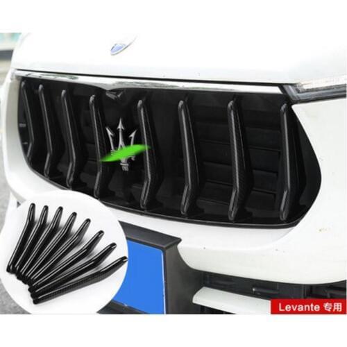Carbon Fibre 8pcs Car Front bumper Mesh Vent Hole Dirt Grille Grills Cover Trims For Maserati Levante 2016 2017 2018