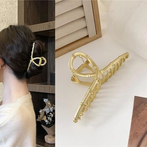 Vintage Solid Color Metal Bamboo Joint Pattern Hair Claws for Women Girls Kid Barrette Hairpin Hair Clips 2021 New Arrival Trend