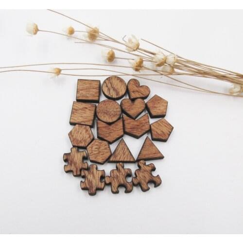 Blanks Wood Cabochon Mini Wooden Circle Triangle Square Pentagon Hexagon heart puzzle Shape Laser Cut Earring Supplies