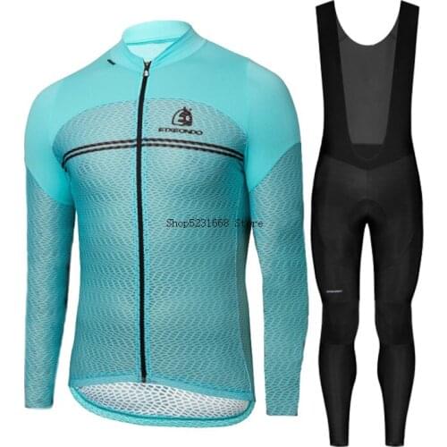 Green Etxeondo Cycling Jersey sets red Bicycle Long Sleeve Cycling Clothing Bike maillot Cycling Jersey Bib shorts sets