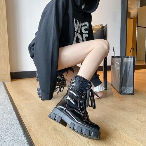 Women shoes 2021 Martin Boots Women platform shoes fashion ankle boots for women black big size 33-43