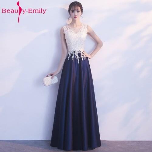 Beauty Emily Sexy Royal Blue A line Evening Dresses 2018 V Neck Long Formal Evening Gowns Party Prom Formal Party Dresses