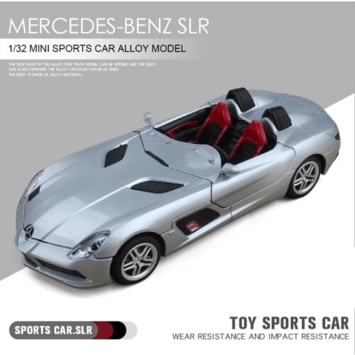 1: 32 SLR convertible sports car model simulation alloy car model childrens sound and light toy car model childrens silver car