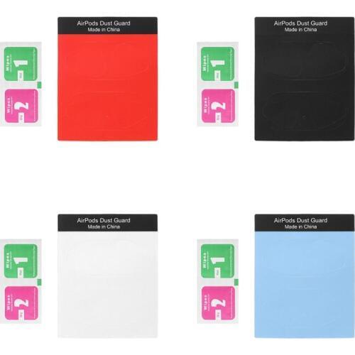 1 Pair Dust Guard Protective Sticker Earphone Case Shell Skin Dust-proof for Airpods Charging Box