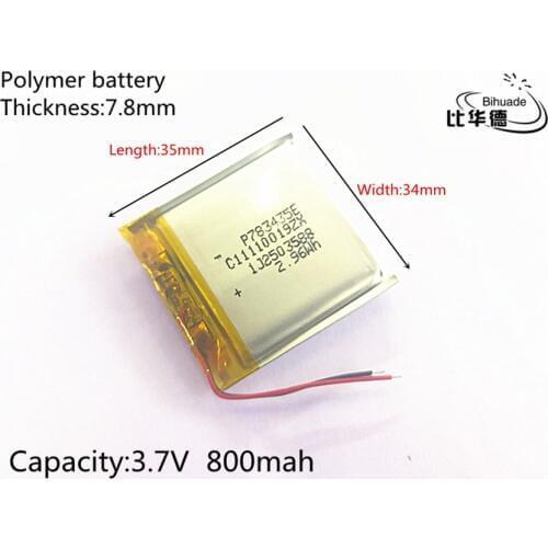 1pcs/lot 3.7V 800mAh 783435 803535 Lithium Polymer Li-Po li ion Rechargeable Battery cells For Mp3 MP4 MP5 GPS