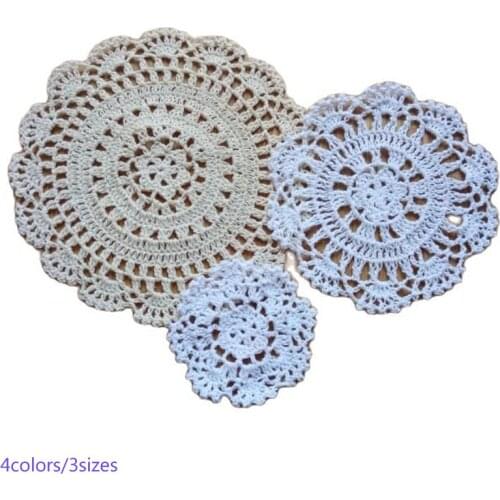 10/15/20cm NEW lace cotton table place mat crochet coffee placemat pad Christmas drink coaster cup mug tea dining doily kitchen