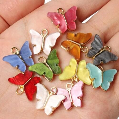 10pcs 16x14x4mm colorful Resin butterfly Charms pendant DIY Handmade jewelry making Necklaces earrings accessories wholesale