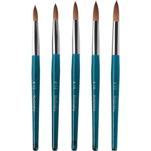 100% Kolinsky Sable Hair Nail Brush Painting Drawing Carving Pen DIY Blue UV Gel Design Blue Wood Nail Art Manicure Tools