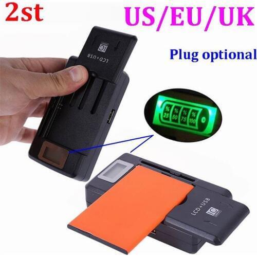 100pcs 2st 2 in 1 Multi-functional Mobile Universal Battery Charger dock with LCD display Screen For Cell Phones USB-Port