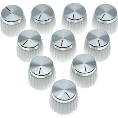 10x Amplifier Knobs White w/ Chrome Cap Push-on Knobs for Marshall Amplifier Guitar AMP Knobs