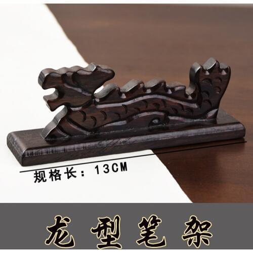 1pcs Chinese Retro Wooden Paint Brush Pen Holder Dragon shape Wood Carving Pen Rest Office Home Supplies