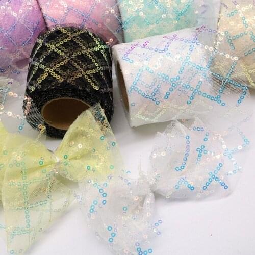 2021 New Fashion 10yards Sequin Mesh Ribbon DIY Crafts Handmade Hair Bow Bouquet Wrapping Party Decor Supplies Ribbon Grosgrain