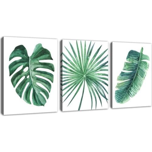 3 piece Green Leaf Wall Art Tropical Plants Diamond Painting Cross Stitch kits,diy mosaic painting,5d Diamond Embroidery WW018