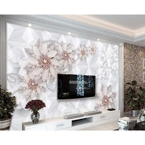 Beibehang Modern home decoration 3D wallpaper fashion luxury jewelry flower living room TV backdrop wall wallpaper for walls 3 d