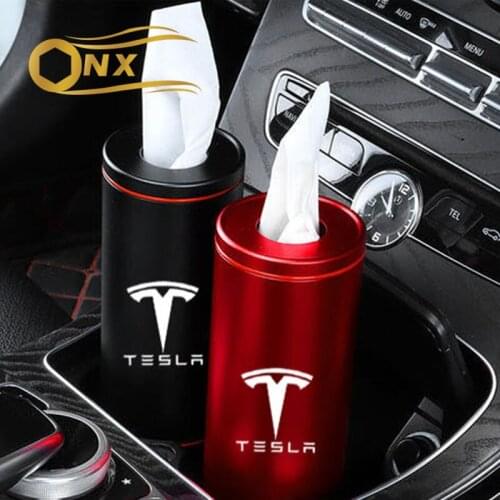 Car Aluminum alloy tissue box For Tesla Model 3 Model S Model X interior Car Accessories