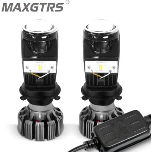 2pcs H4 LED Hi-lo Mini Projector Lens Headlight For Car Clear Beam Pattern 12V 5500k No Astigmatic Problem Lifetime Warranty