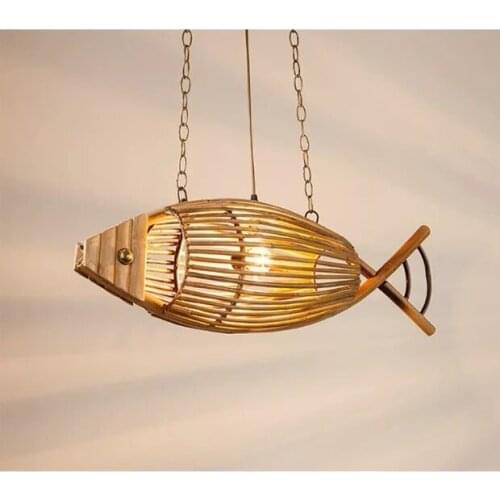 Bamboo weaving restaurant Pendant Lights pastoral bedroom southeast decorations lighing led bamboo creative fish lamp ZA