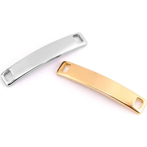 Bar rectangle connector for bracelet Stainless steel DIY jewelry silver gold color curved bar mirror polished high quality