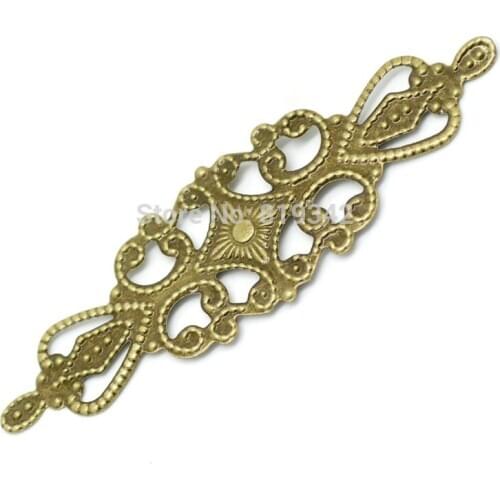 Free shipping-100Pcs Antique Bronze Filigree Wraps Connectors Embellishments Crafts Gift Decoration DIY Findings 6.5x2cm J0621
