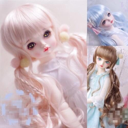 BJD Doll Wig 1-3 1-4 1-6 size imitation Mohair wig with double ponytail doll accessories