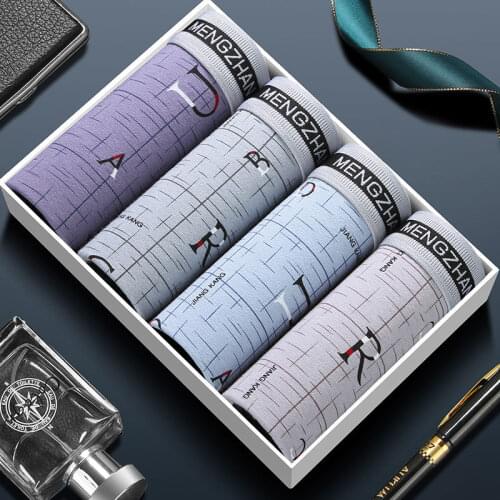 4pcs/lot Men Boxer Male Underwear Breathable Men Boxers Hombre Print Underpants Comfortable Soft Panties Ropa Interior Hombre