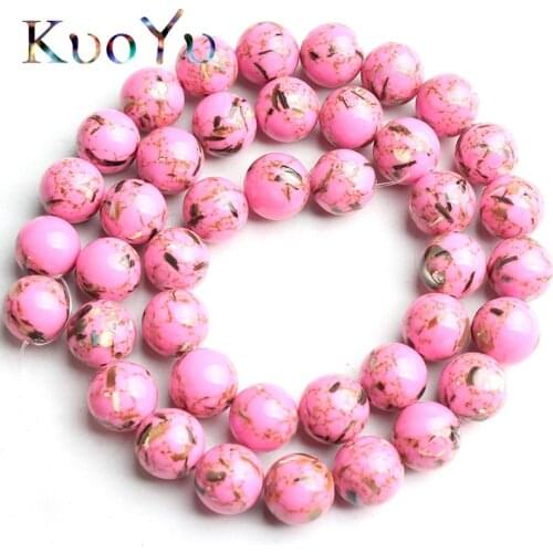 Pink Shell Howlite Stone Beads Round Loose Turquoises Beads Natural Stone For Jewelry Making DIY Bracelets 15'' 4/6/8/10/12mm
