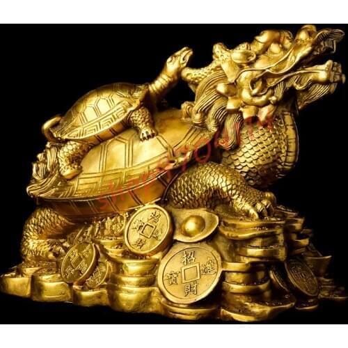 Pure copper, lucrative treasure, eight diagrams, dragon and turtle ornaments, exquisite crafts, ornaments collection