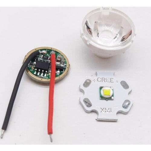 Cree XM-L LED T6 White Light with 20mm star pcb+ 3.7V 5modes led Driver +T6 15degree led Lens with Base Holder kit