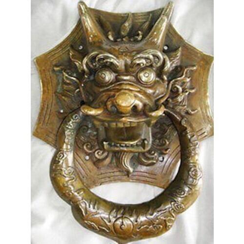 Arts Crafts Copper Delicate Chinese Classical Brass Door-knocker , Mighty Dragon Statue Ring-pull