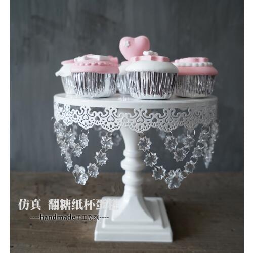 Europe Crystal cake stands with fondant backing tools for wedding party event dessert plate lace edge cakepop sweet table DGJ018