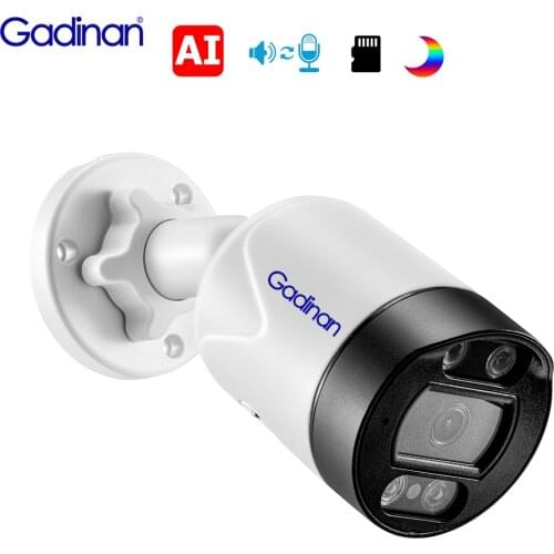 Gadinan H.265 5MP IP Camera POE Ai Face Detection Custom Voice Alert Double Light Outdoor Waterproof Surveillance CCTV Video Cam
