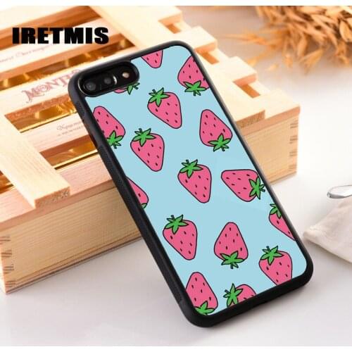 Iretmis Rubber Silicone Phone Cover Case For iPhone 6 6S 7 8 PLUS X XS MAX XR 11 Pro Max Strawberries Fruit Red Juicy