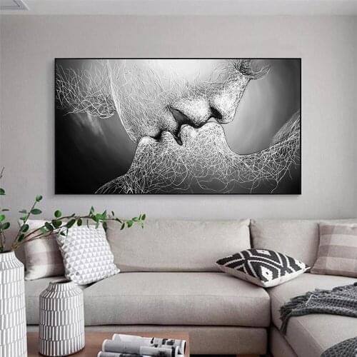 Colourful Love Kiss Canvas Painting Prints Abstract Poster Picture Home Bedroom Living Room Decoration Wall Art Cuadros Unframed