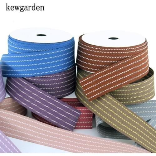 Kewgarden Stripe Satin Ribbons 2.8CM 28mm Handmade Tape DIY Bowknot Ribbon Accessories Packing Riband 10 Yards