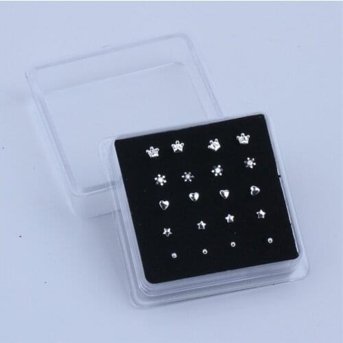 20pcs/box Heart Shape Nose Rings for Women Nose Studs Fashion Body Nose Piercing Jewelry Earings Ball End