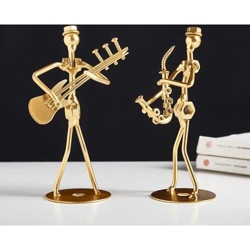 Creative Wrought Iron Musician Ornaments Living Room Bedroom Car Decoration Accessories Christmas Birthday Gifts Home Decoration