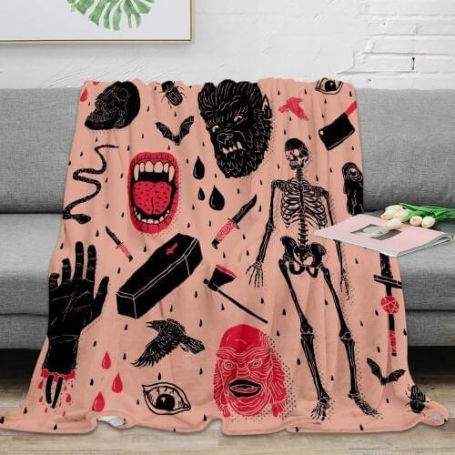 Hot Selling Flannel Blanket Whole Lotta Horror Design Throw Blanket Warm Microfiber Blanket Travel Sofa Cover