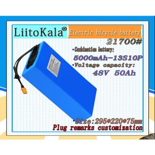 LiitoKala 48V 50Ah Electric Bike 21700 13S10P Lithium Battery Pack for 1000W 1500W 2000W 2500W 20A 30A 50A BMS E-Bike Battery