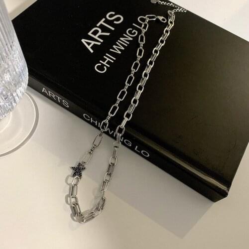 Miuoxion Retro Thick Chain Five-Pointed Star Necklace Simple Personality Jewelry Fashion For Women Feature Nmour Charm Gift