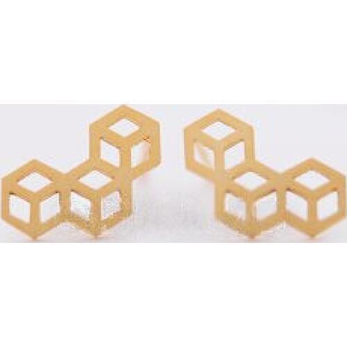 Fashion Plane Three-Dimensional, Visual 3d Cube Diagram Stud Earrings for women