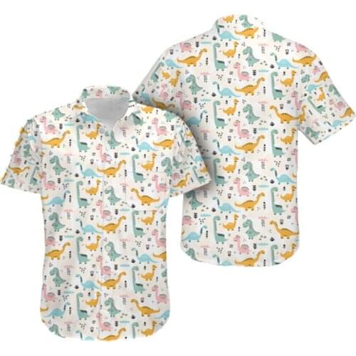 Fashion summer shirt Love Dinosaurs3D full print mens Hawaiian shirt unisex Harajuku casual Hawaiian shirt