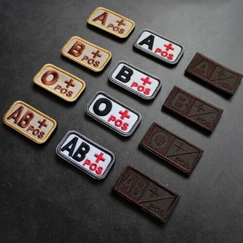 Blood Type Embroidered Patch A+ O+ B+ AB+ POS Positive First Aid Helmet Vest Sticker Military Tactical Stripes Bloodtypes Badge
