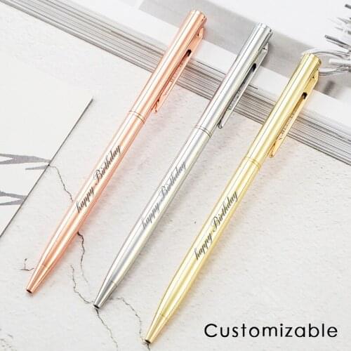 New Metal Ballpoint Pen Rose Gold Pen Custom Logo Advertising Ballpoint Pen Lettering Engraved Name School&office Supplies