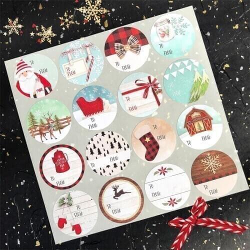 New 192 Pcs 2 Inch Round Writing Paper Christmas Stickers Gift Bag Envelope Packing Sticker Christmas Decor Label Seal Stickers
