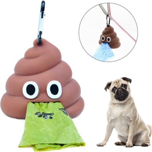 Portable Dog Waste Bag Dispenser Silicone Pet Cat Cleaning Supplies for Outdoor Shit-shaped Dog Poop Bag Holder Pet Accessories