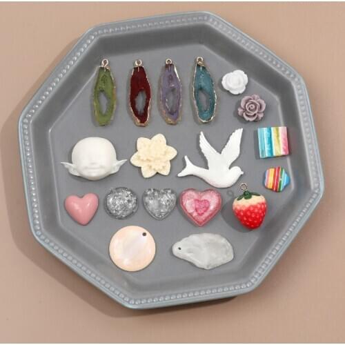 Sale Collection Fun Colorful Bird Flower Imitation Ore Pendant DIY Handmade Hair Accessories Earrings Accessories Material 6pcs