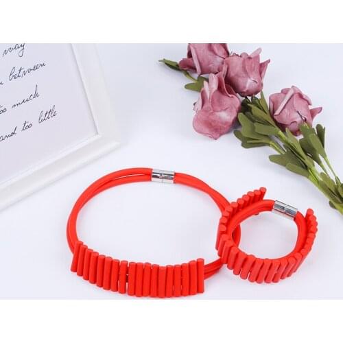 YD&YDBZ Multicolor Rubber Short Necklace Jewelry Set For Women Bohemia Silicone Bracelets Nomination Sets Unique Accessories Set