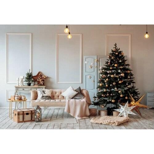 Christmas Backdrop Xmas Tree Sofa Photography Background Family New Year Party Decoration Photo Booth Studio Prop