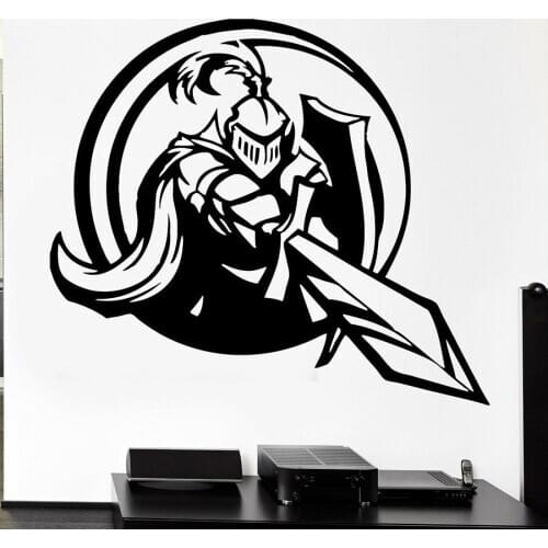 Knight Wall Decal Sword Shield Armor Medieval Style Weapons Vinyl Window Sticker Teen Boys Bedroom Playroom Home Decor S1315