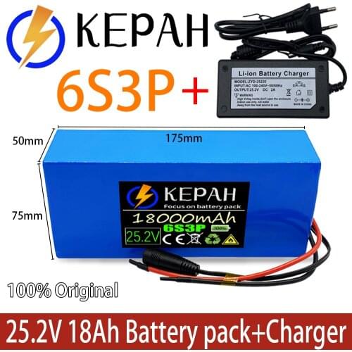 Brand new Batterie Lithium-ion 6s3p 24V 18ah 18650, 25.2v 18000mAh pour velo electrique, avec chargeur